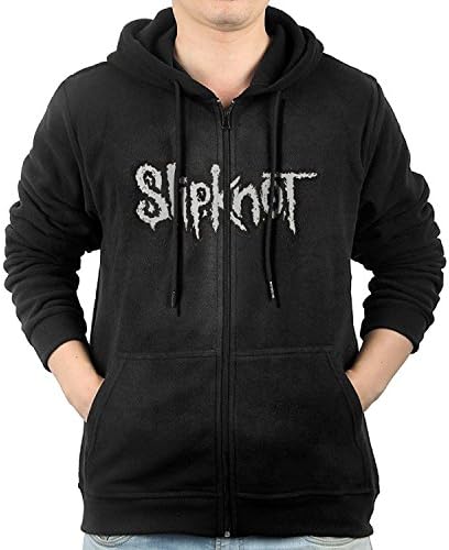 Jhikusdf Men American Heavy Metal Band Slipknot Zip Hoodie Sweatshirt BlackMedium