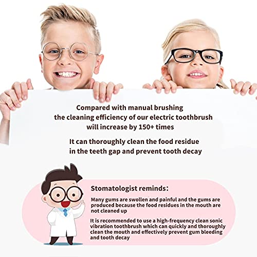 CATLION Kids Electric Toothbrush,Children\'s Ultrasonic Toothbrushes,U Type Sonic Brushes,360 Whitening and Cleaning Teeth,Ipx8 Waterproof,3 Gear Mode,Voice Broadcast,Mouthwash Cup (Pink, 2-7 Year)