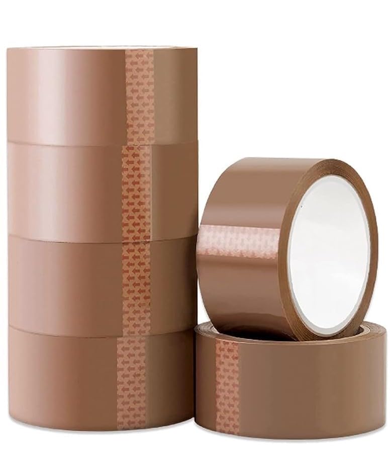 6 Rolls Parcel Tape General Purpose Packing with Low Noise - 48mm x 66m, Brown Tape for Packing Boxes, Packaging Tape for Moving House (Pack of 6 - Brown) (6 Pack)