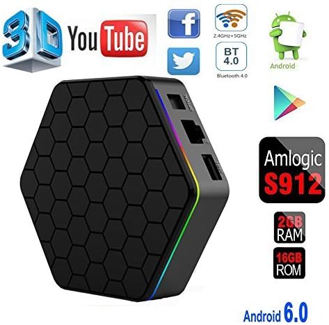 Refresh Your Life Android 6.0 TV BOX 2017 T95Z PLUS Amlogic S912 Octa-core 64 Bit 2GB+16GB Supports 4k Ultra HD 1080P Streaming Media Player with Learning Remote