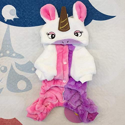 Ollypet Cute Dog Unicorn Costume Jumpsuit for Small Medium Dogs Puppy Cat Funny Halloween Outfit Clothes Hoodie Pink