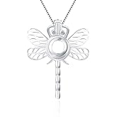 LGSY Dragonfly Cage Pendants for Pearl Jewelry Making Sterling Silver, Design Cage Pendants for Women