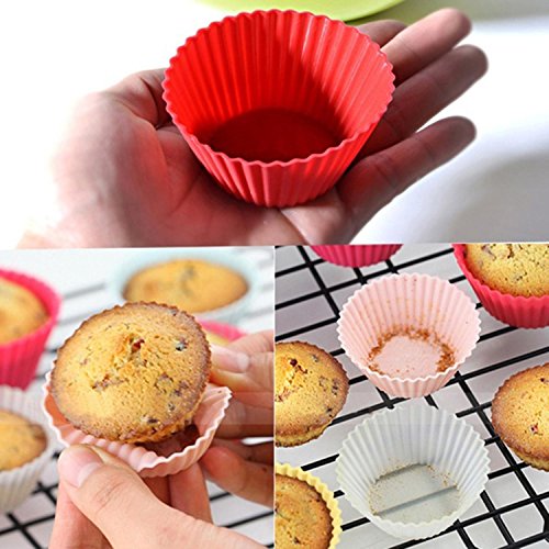 image for Oguine 12pcs/lot 5cm Silicone Cupcake Mould, Colorful Round Shape Muff