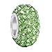 BoRuo Charms 925 Sterling Silver Czech Crystal Peridot Glass Ball Beads Spacers August Birthstone Solid Core Charm Fit All Bracelets.