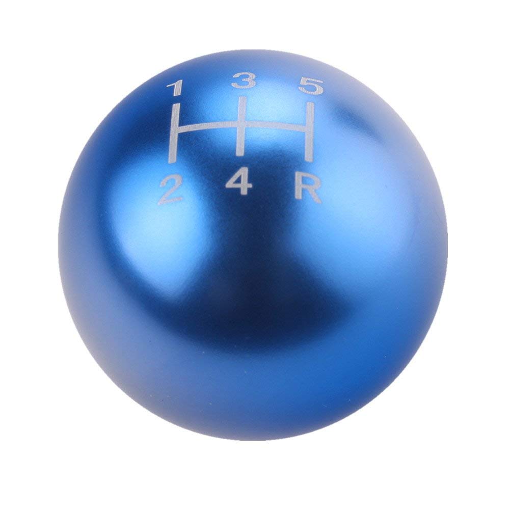 EZAUTOWRAP Chrome Blue Auto Car Shift Knob Round Ball Weighted Manual Gear Stick