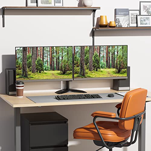 WALI Dual Monitor Stand, Free Standing Desk Mount for 2 Monitors up to