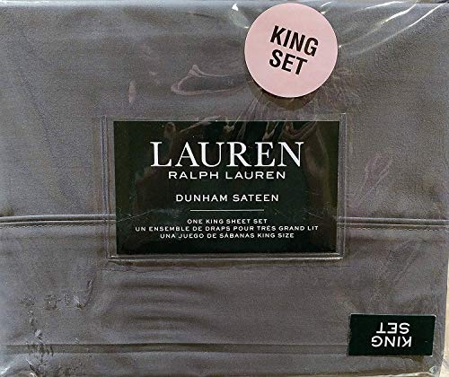 Ralph Lauren 4 Piece Dunham Sateen Sheet Set Charcoal Gray KING