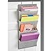 mDesign Soft Fabric Wall Mount/Over Door Hanging Storage Organizer - 4 Large Cascading Pockets - Holds Office Supplies, Planners, File Folders, Notebooks - Textured Print, 2 Pack - Gray