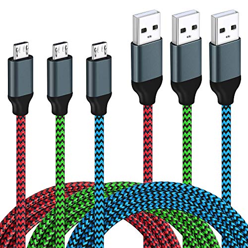 Micro USB Cable Android, 3Pack Magic-T 6ft/2m Micro USB Cable Braided USB 2.0 A Male to Micro USB Charger Fast Charging Data Cord for Android,Samsung Galaxy S7 Edge S6,Sony,Motorola,HTC,LG and More