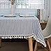 ColorBird Stripe Tassel Tablecloth Cotton Linen Dust-proof Table Cover for Kitchen Dinning Tabletop Decoration (Rectangle/Oblong, 55 x 86Inch, Blue)