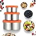 Janolia Stainless Steel Food Containers, Set of 3 Lunch Boxes, Reusable, Leak Proof, Stackable, To Go Containers for Kids with Silicone Lids, Good for Food, Snacks, Salad Dressing