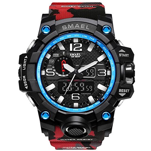 V2A Premium Chronograph Shock Resistant Army Camo Digital-Analog Mens Watch with Dual Time Zone and Countdown...