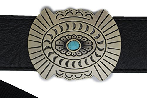 TFJ Women Western Concho Fashion Elastic Belt Hip Waist Gold Metal Charms S M Black