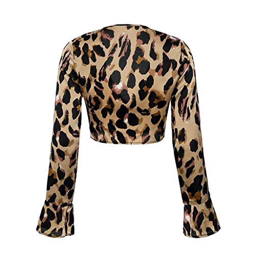 Tie Knot Up Shrug Front Cropped Bolero Shrugs Leopard Cardigan Wrap Women's Ladies Long Full Sleeve Open Top