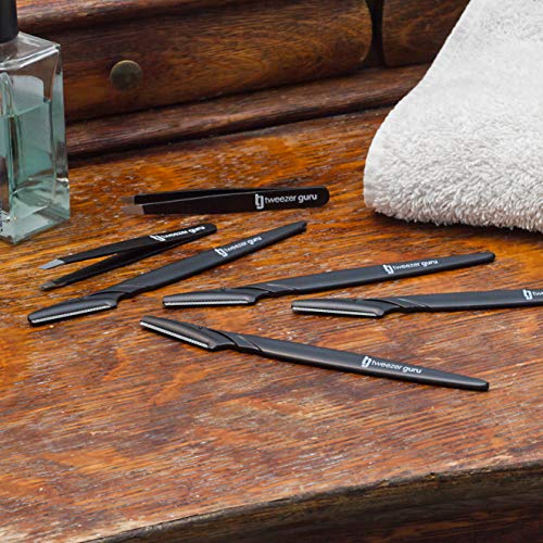 Facial Hair Removal Razors and Tweezers Set (6-PACK) for Women and Men by Tweezer Guru - Eyebrow Grooming Kit with Dermaplaning Tool - Precision Peach Fuzz, Upper Lip and Facial Hair Shavers - Thumbnail 3
