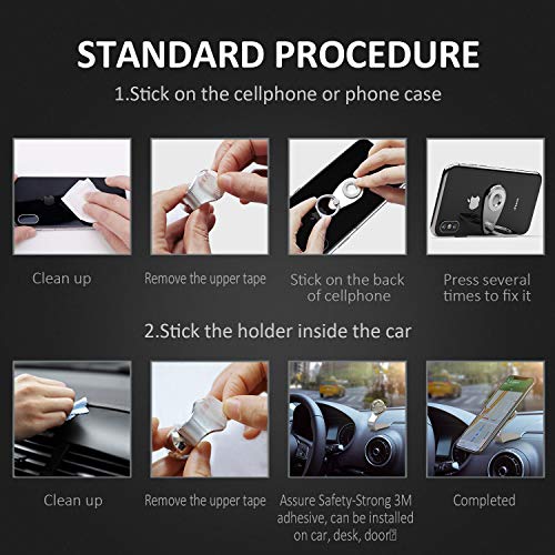 Magnetic Car Phone Mount, Cell Phone Ring Holder for Car/Desk,Magnet Vent Dashboard GPS Phone Holder Stand for Mobile Phone and Tablet (Silver) - Thumbnail 5