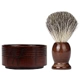FTXJ Men's Face Care Set Shaving Brush+Natural Wood Mug Bowl+Hand Made Soap (Without Soap)