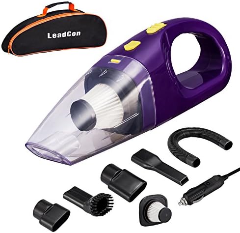 Car Vacuum Cleaner, High Power LeadCon DC 12v Portable Handheld Car Vacuum Wet Dry 4.5Kpa Suction Auto Vacuum Cleaner Tools with Cigarette Lighter Plug 16.4ft Power Cord