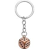 PATIKIL Lucky Dice Keychain Charm, Retro Alloy 3D Cube Square Mini Dice Keyring with Pendants for Bag, Wallet, Purse