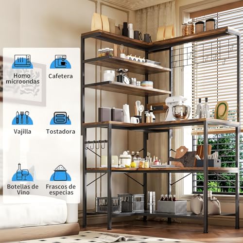 SIMPLE ESPACIO Alacenas para Cocina,Muebles para Cocina,Alacena,Estante para Cocina con Regleta,Rejilla Paras Pan Multifuncional con 12 Ganchos,Adecuada Paras Cocinas Sala Des Estar（Retro）