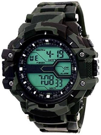 blutech -Gents Green Solitary Indian Army Pattern Chronograph Analog-Digital Watch - for Men and Boys