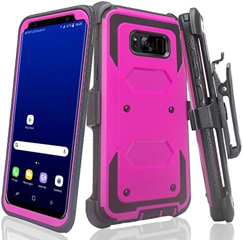 Galaxy S8 Plus Case, Samsung S8+ Plus [Shock Proof] Heavy Duty Belt Clip Holster [Incl. Full Screen Temper Glass] Full Body Coverage Rugged Protection for Galaxy S8 Plus - Purple