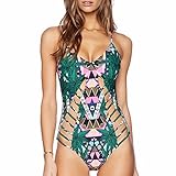 Weixinbuy Womens Floral One Piece Swimsuit Bathing Swimwear Push Up Padded