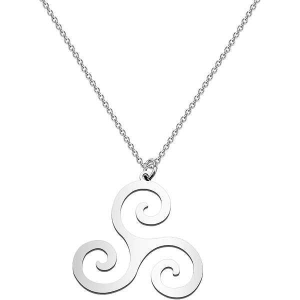 Solid 14k White Gold Triskele (Triple Spiral) Celtic Knot Charm Pendant