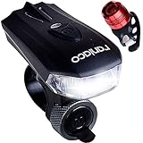 400 lumens USB Rechargeable Bicycle Light Set, LED Safety Bike Light for Outdoors, Bright White Headlight and Red rear light