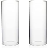 WGVI Hurricane Candle Holder Sleeve, Wide 4", Height 10", 2 Pieces, Clear Glass Cylinder Open Both Ends, Chimney Shade Tube (HST0410_2pc)