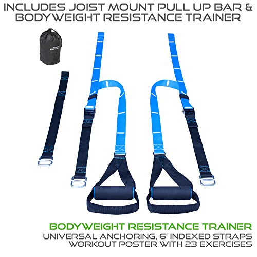 Ultimate Body Press Joist Mount Pull Up bar + Body Weight Resistance Trainer