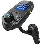 FM Transmitter, iRainy Wireless In-Car FM Transmitter Radio Adapter Car Kit with 1.44 Inch Display and USB Car Charger