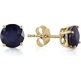 1.0 Carat 14k Yellow Solid Gold Love Natural Sapphire Stud Earrings