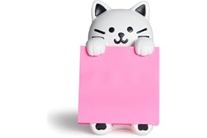 HORTIX Cat Sticky Note Holder for Desk - Doodle-Friendly Resin Dispenser for Office & Home, Holds 3" x 3" Sticky Notes