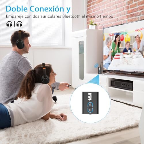 Recetor transmissor ML300 Bluetooth 5.3 para TV, entrada de áudio Bluetooth 3,5mm adaptador AUX aptX LL/AD/HD, dual link, música HiFi para PC/auscultadores/estéreo/carro/colunas/avião
