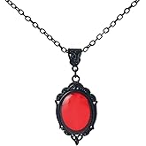 LPYO Gothic Crystal Necklace for Women Vintage Punk Blood Red Purple Cabochon Pendant Necklace Hip Pop Dark Goth Necklace Mystic Witch Jewelry Halloween Costume Jewelry Gift