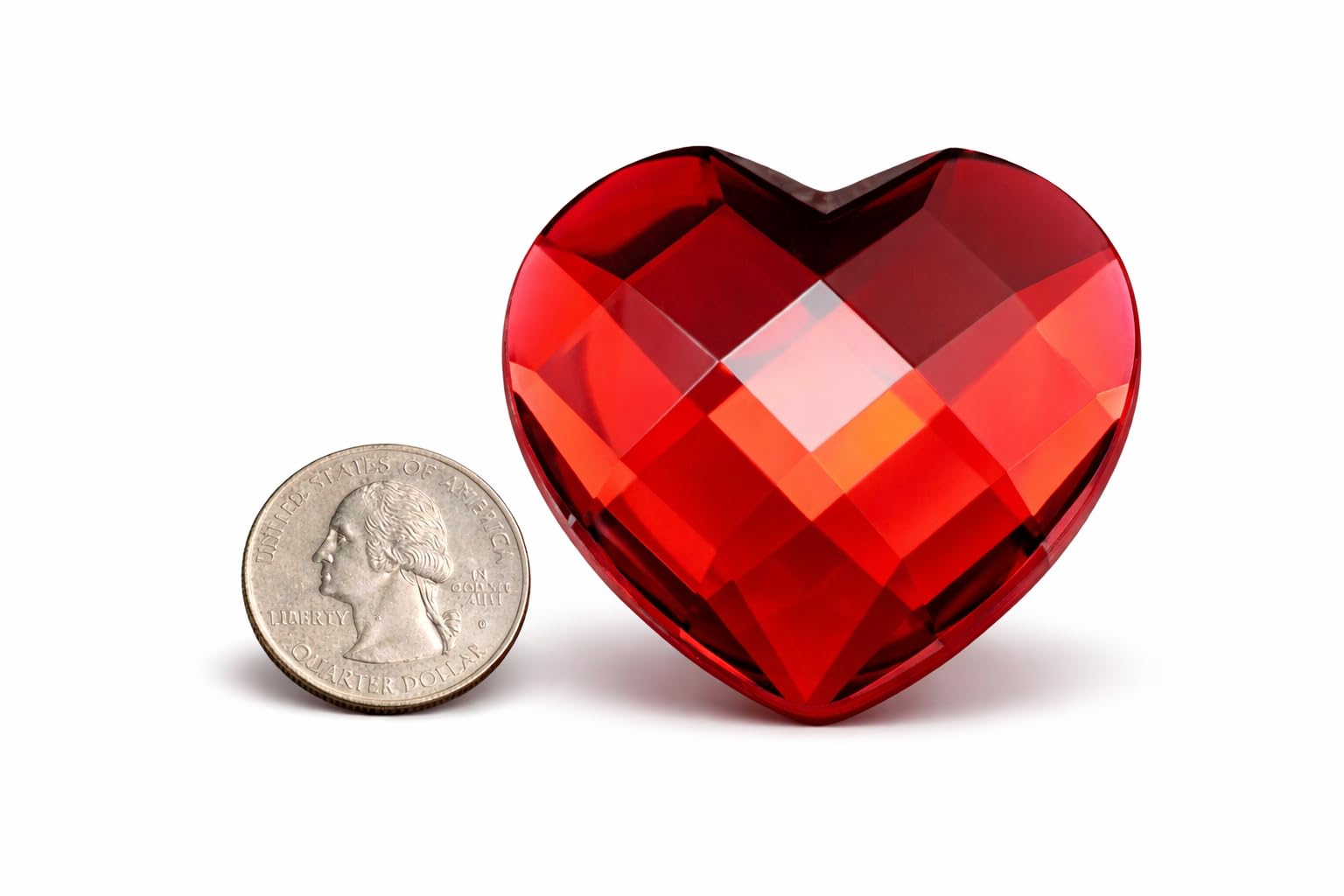 50mm Flat Back Heart Acrylic Rhinestones 2 Inch Costume Making Gems Cosplay Props Embelishments - 2 Pieces (Red Ruby H103)