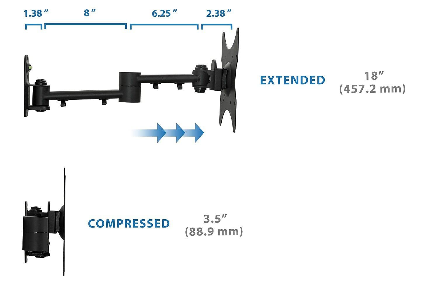 Mount-It! TV Wall Mount Bracket | Quick Release | Full Motion Swing Out Tilt Swivel | Articulating Arm for 13-42