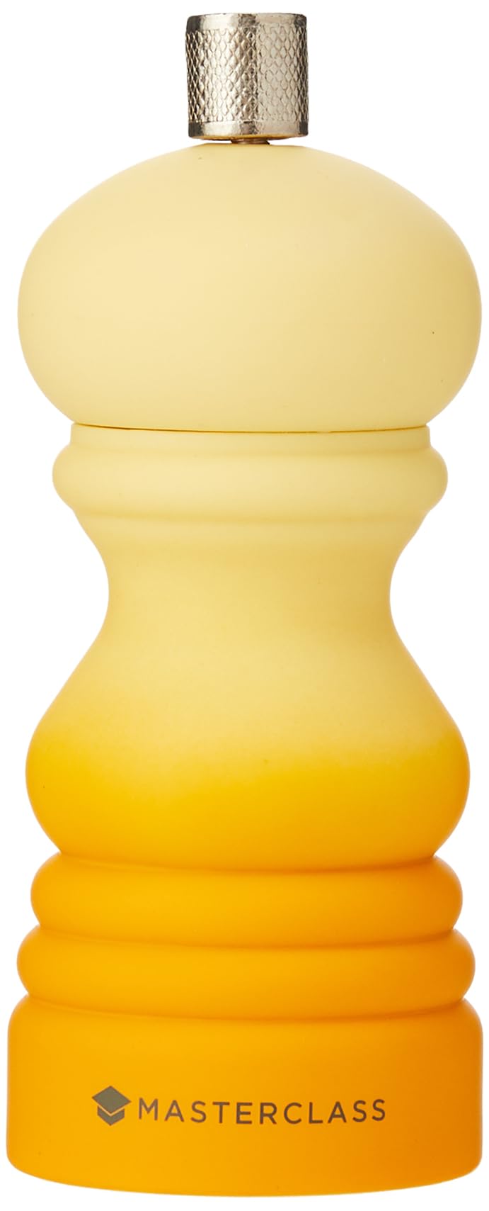 MasterClass Pepper Mill or Salt Grinder with Interchangeable Cap, Plastic, Mustard Yellow Ombré, 12 cm