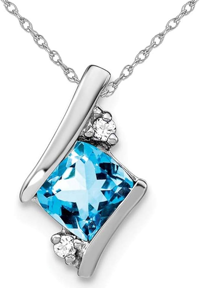 7/10 Carat (ctw) Blue Topaz Pendant Necklace in 10K White Gold With