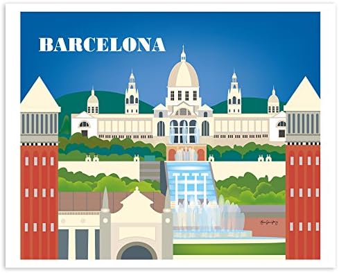 Barcelona, Spain Print - Retro Inspired Travel Wall Art for Home and Office - art sizes: 8 x 10, 11 x 14, and 16 x 20