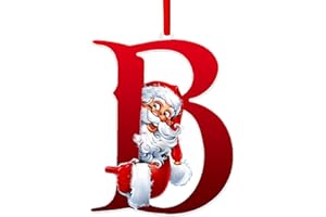MUISED Christmas Decorations Personalized 26 Letter Tree Ornments Santa Claus Ornments Monogram Initial Letter B Tree Ornments Alphabet Christmas Ornaments Hanging Name Word Red Santa Christmas Tree Ornament