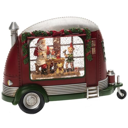 Konstsmide Karavan Weihnachtswerkstatt, wassergefüllt, mit an/aus Schalter, 5h Timer, kombinierbar mit 4384-550/4385-900, rot, batteriebetrieben, Innen, 1 warm weiße Dioden - 4386-550