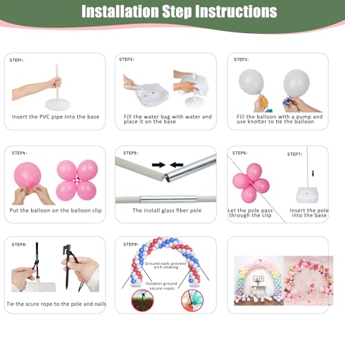 Drado Reusable Balloon Arch Kit, 3 * 2.7m Wide Adjustable Balloon Arch Stand Set, Wedding Wedding Birthday Party Decoration Fibre Pole(1700g)
