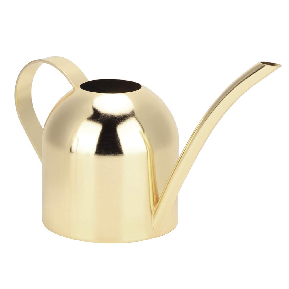 HERCHR 17.6oz Indoor Watering Can, Gold Plant Watering Can Stainless Steel Watering Pot with Long Nozzle for Planting Gardening