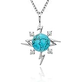 RMREWY Genuine Turquoise Lightning Pendant Necklace,925 Sterling Silver Native American Boho Western Dainty Pendant Real Gemstone Jewelry Birthdays Gift for Women Lightning Lover