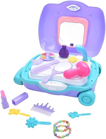 Amazon ごっこ遊び メイクアップセット 女の子の赤ちゃん用 化粧台キットセット 子供の誕生日プレゼント 32 X 11 X 25cm 12 5 X 4 3 X 9 8in 123 ケース ボックス おもちゃ