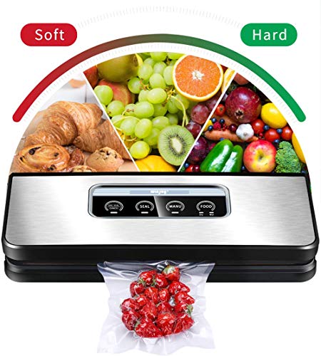 Vacuum Sealer Machine, Winjoy Automatic Food Sealer for Food Savers|Starter Kit|Touch Pannel and LCD Display|Dry & Moist Food Modes| Compact Design (Silver) ...