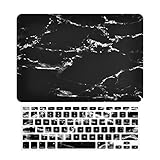 TOP CASE – 2 in 1 Bundle Deal Black Marble Pattern Rubberized Hard Case + Keyboard Cover Compatible with Apple MacBook Pro 15