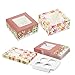 12 Pack Christmas Cupcake Gift Boxes with Windows - Holiday Baking Cupcake and Muffin Holder Containers - Each Box Holds 4 Cupcakes - Christmas and Flower Designs, 6 of Each, 6.25 x 6.25 x 3 Inches